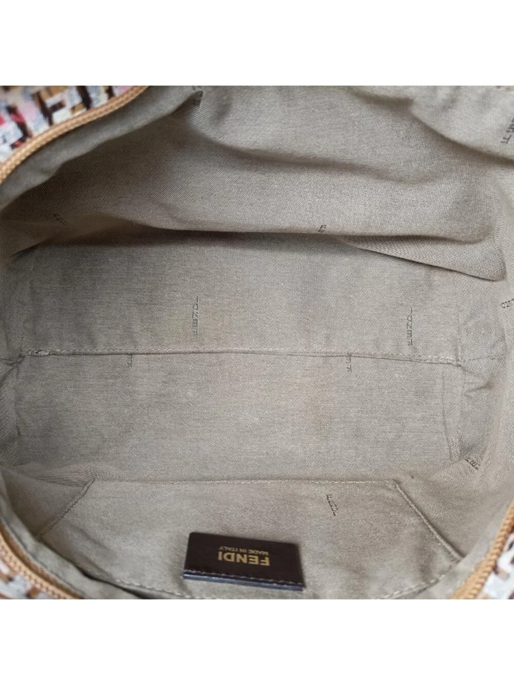 Fendi Zucchino Pattern Brown Multicolor Canvas Handbag